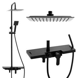 Душевая система Yoka Oslo 25 Black с полкой и краном BP.OSLO-25-BLK, Черный матовый