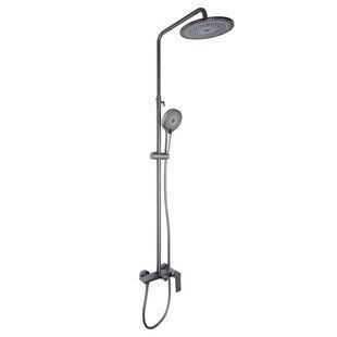 Душова система для душу Qtap Slavonice на два споживача QTSLA110GMB45913 Gunmetal Black PVD, Шліфований чорний хром