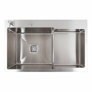 Кухонная мойка 78x50С L нержавейка Platinum Handmade (углубленная полка, 3.0/1.0 мм), Нержавеющая сталь