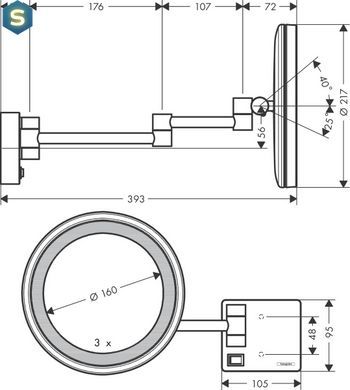 Зеркало косметическое Hansgrohe AddStoris с LED освещением золото 41790990