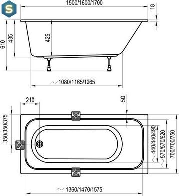 Ванна акрилова Ravak Chrome Slim 160x70 C731300000, Білий