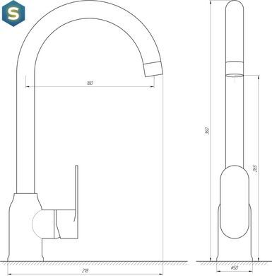 Смеситель для кухни Globus Lux Ontario GLO-0203S-BB, Черный/золото
