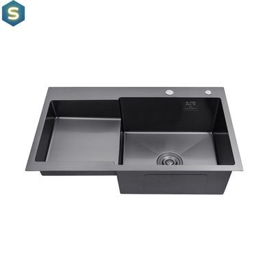 Кухонна мийка Kroner KRP Schwarze - 7848RHM PVD (3,0/1,0 мм) CV030024, Чорний/золото