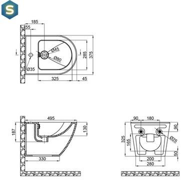 Биде подвесное Qtap Robin QT1355046FW, Белый