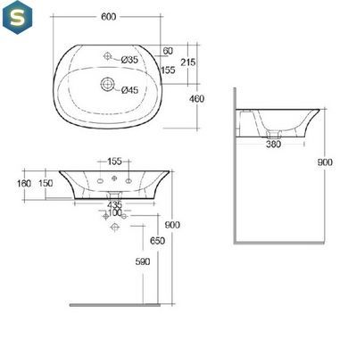 Умивальник RAK Ceramics Sensation 60x46 SENWB6001AWHA, Білий