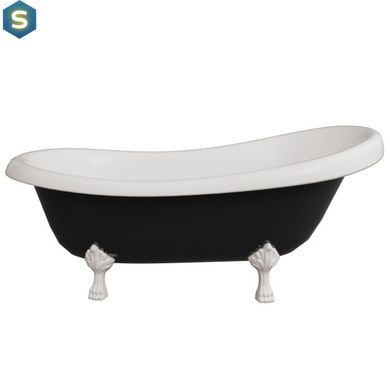 Ванна отдельностоящая глянцевая Amidicon Symphony 167x78 черная из литого камня белые ножки SYMFONIYA_167_BLACK_HL