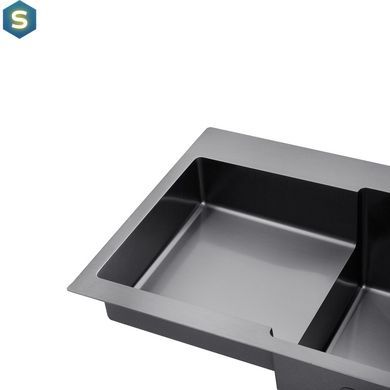 Кухонна мийка Kroner KRP Schwarze - 7848RHM PVD (3,0/1,0 мм) CV030024, Чорний/золото