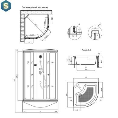 Душовий бокс Kroner KRP Enzo - WD.C.T.F. 90x90 cм CV029571, Хром матовий, матовий