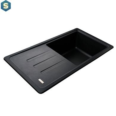 Кухонная мойка гранитная Globus Lux Lugano черный металiк 780х435мм-А0001, Черный/золото