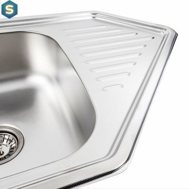 Кухонная мойка из нержавеющей стали Platinum 9550В декор (0,8/180 мм), R, Decor