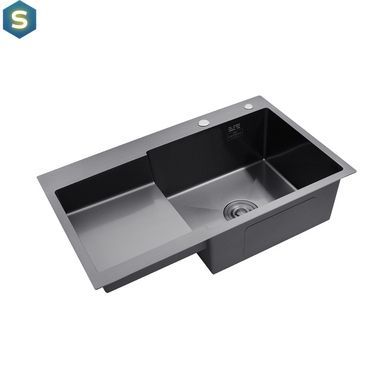 Кухонна мийка Kroner KRP Schwarze - 7848RHM PVD (3,0/1,0 мм) CV030024, Чорний/золото