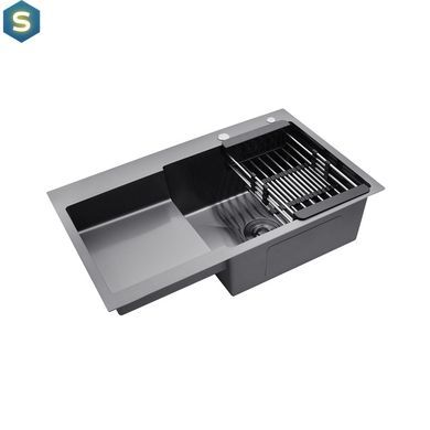Кухонна мийка Kroner KRP Schwarze - 7848RHM PVD (3,0/1,0 мм) CV030024, Чорний/золото