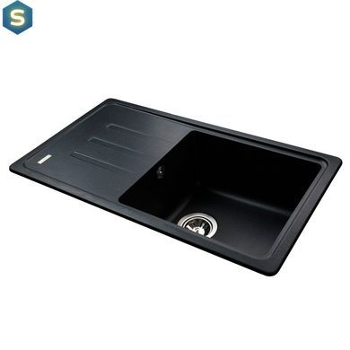 Кухонная мойка гранитная Globus Lux Lugano черный металiк 780х435мм-А0001, Черный/золото