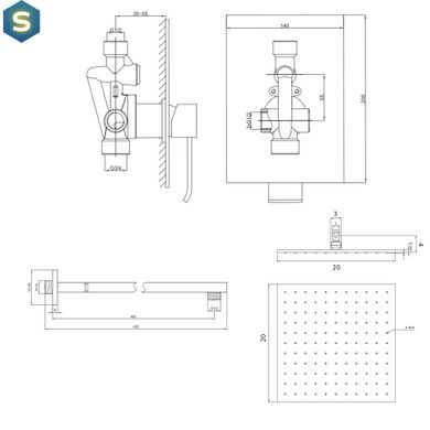 Душевая система Kohlman Axis 20 chrome + BOX скрытого монтажа QW220NQ20, Хром