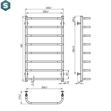 Рушникосушка водяна OnlyHeat Elaro 500/900/8, Хром