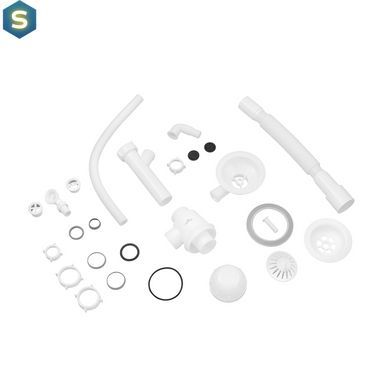 Сифон для кухонної мийки Kroner KRP KS02R-1WHI 3 1/2"х40/50 мм з відводом для пральної машини, з круглим переливом CV034318, Білий