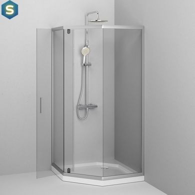 Душова кабіна Am.Pm Gem 5-corner Pivot 90x90 см без піддону хром матовий W90UG-405-090MT, Хром матовий, хром матовий
