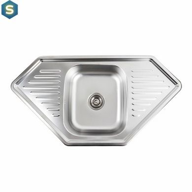 Кухонная мойка из нержавеющей стали Platinum 9550В декор (0,8/180 мм), R, Decor