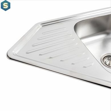 Кухонная мойка из нержавеющей стали Platinum 9550В декор (0,8/180 мм), R, Decor