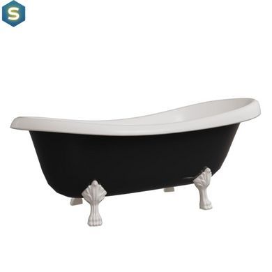 Ванна отдельностоящая глянцевая Amidicon Symphony 167x78 черная из литого камня белые ножки SYMFONIYA_167_BLACK_HL