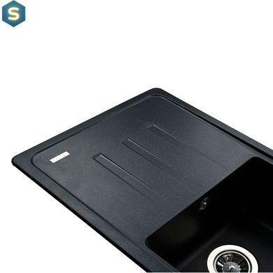 Кухонная мойка гранитная Globus Lux Lugano черный металiк 780х435мм-А0001, Черный/золото