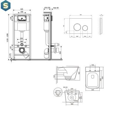 Підвісний унітаз Qtap Tern + інсталяція Qtap Nest 4 в 1 (кругла клавіша Satin), Білий