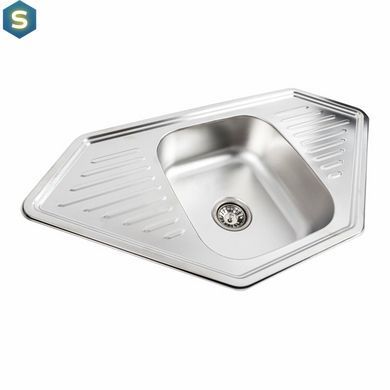 Кухонная мойка из нержавеющей стали Platinum 9550В декор (0,8/180 мм), R, Decor