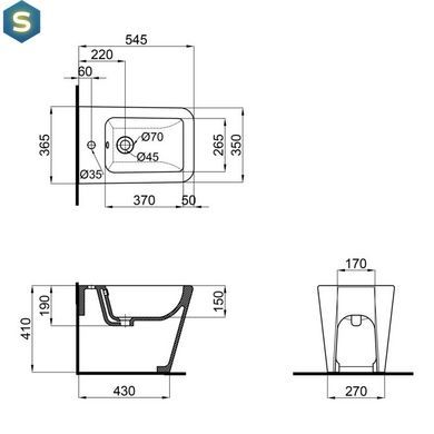 Біде підлогове Qtap Crow QT05443370W, Білий
