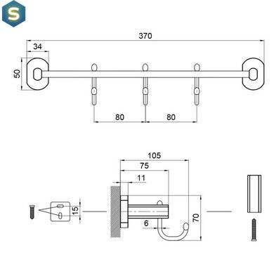 Крючок Qtap Liberty BLM 1154-3, Черный матовый