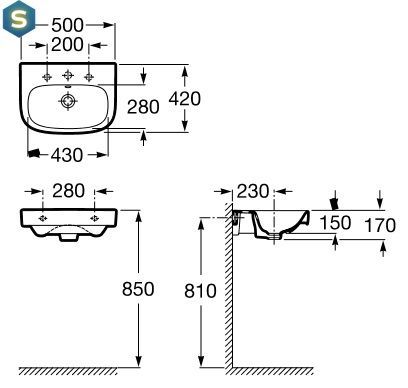 Умывальник Roca Debba A325996000, Белый