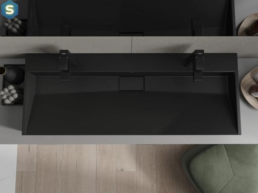 Умывальник Mexen Ava 120 black matt 2/O накладной подвесной MEX-23011272, Черный матовый