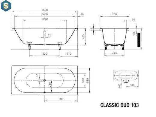 Ванна стальная Kaldewei Classic Duo 160x70 290300010001