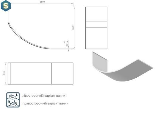 Панель для ванни Koller Pool Nadine New 150x100 L/R PFNADINENEW150LR, Білий