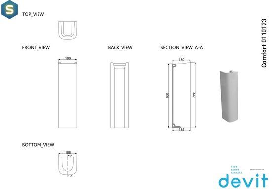 Пьедестал Devit Comfort New 0110123, Белый