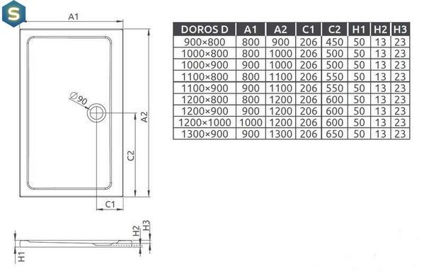 Душевой поддон Radaway Doros D 120x80 SDRD1280-01