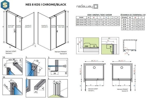 Душова кабіна Radaway Nes KDS I 8 мм 120x100x200 10073120-01-01L+10073112-01-01+10089100-01-01