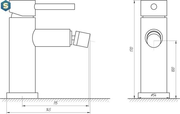 Смеситель для биде Globus Lux Alpen SBT1-106, Графитовый хром