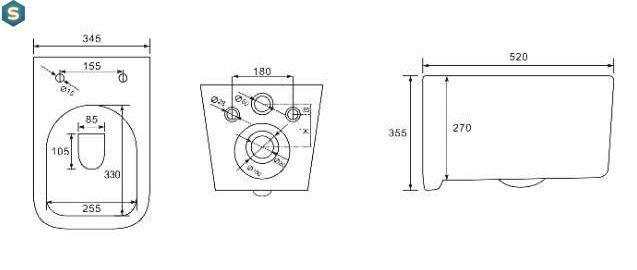 Унитаз подвесной Volle Carol Rimless сиденье duroplast, white 1323.001000, Белый