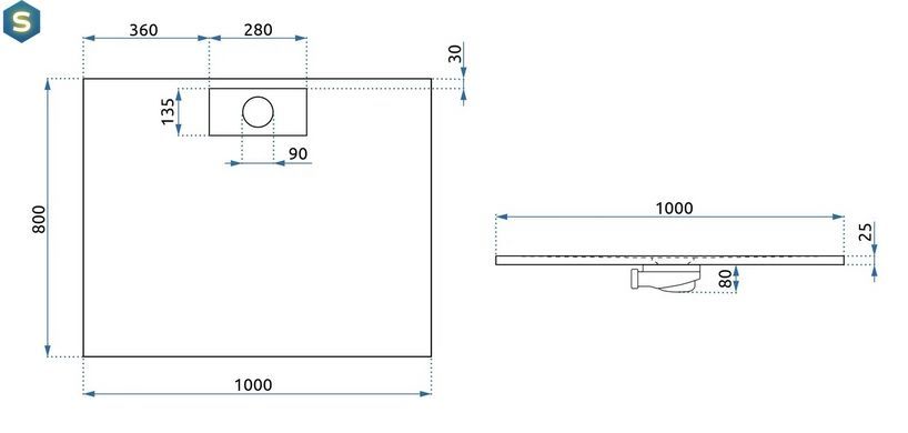 Душовий піддон Rea Bazalt 80x100 long white REA-K3320, Білий