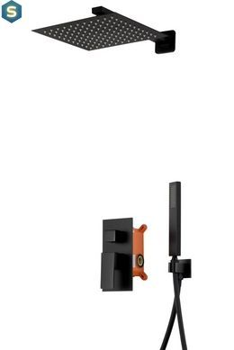 Душевая система скрытого монтажа Corsan Adour black + BOX Z01MBL, Черный матовый
