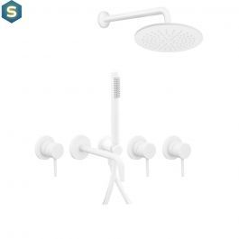 Душевая система скрытого монтажа Paffoni Shower с изливом и верхним душем &Oslash;225 мм white matt KITLIG011BO/225, Белый матовый
