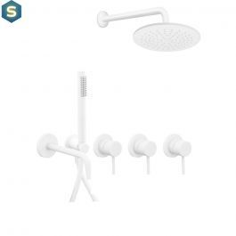 Душевая система скрытого монтажа Paffoni Shower с изливом и верхним душем &Oslash;225 мм white matt KITLIG011BO/225, Белый матовый