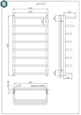 Полотенцесушитель KOSSER Каскад Скоба 900х530/8