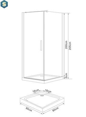 Душевая кабина Eger Rudas 90x90 на мелком поддоне 599-001/L