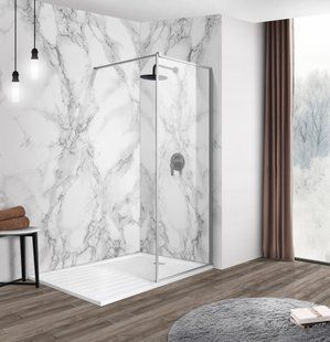Душова стінка Imprese Walk-In з профілем та тримачем, 110x200 см, скло прозоре хром s09111001TR, прозорий, хром