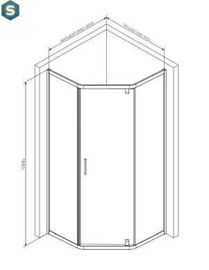 Душова кабіна Am.Pm Gem 5-corner Pivot 90x90 см без піддону black W90UG-405-090BT, Чорний/золото, чорний