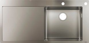 Кухонная мойка Hansgrohe S71 S717-F450 сталь с сушилкой слева stainless steel 43307800, Нержавеющая сталь
