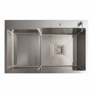 Кухонная мойка 78x50С R нержавейка Platinum Handmade (углубленная полка, 3.0/1.0 мм), Нержавеющая сталь