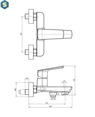 Змішувач для ванни Topaz Lexi TL21101A-H57-0, Хром