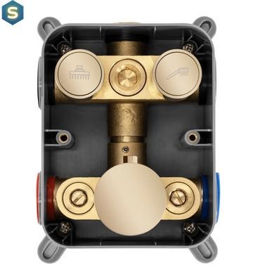 Душова система Rea Lungo gold з термостатом + BOX прихованого монтажу REA-P8550, Золотий